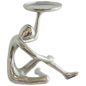 Woman Candle Holder Raw Silver 18 x 17 cm