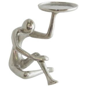 Woman Candle Holder Raw Silver 18 x 17 cm