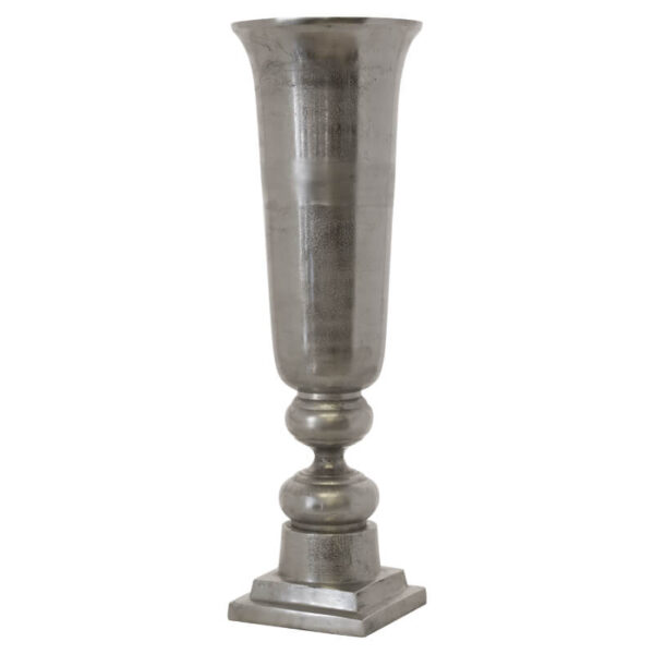 Raw Silver Trumpet Vase 85 cm