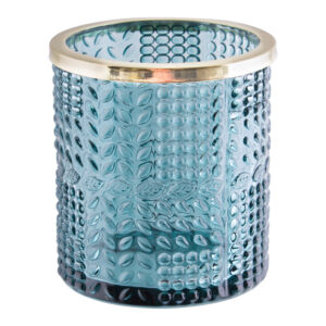 Pekka Blue Votive Gold Rim 9 cm