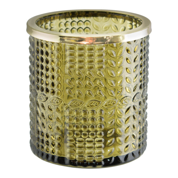 Beca Green Votive Gold Rim 9 cm