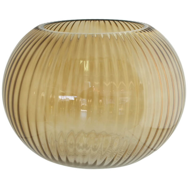 Ribbed Brownish Ball Vase 23 x 17 cm