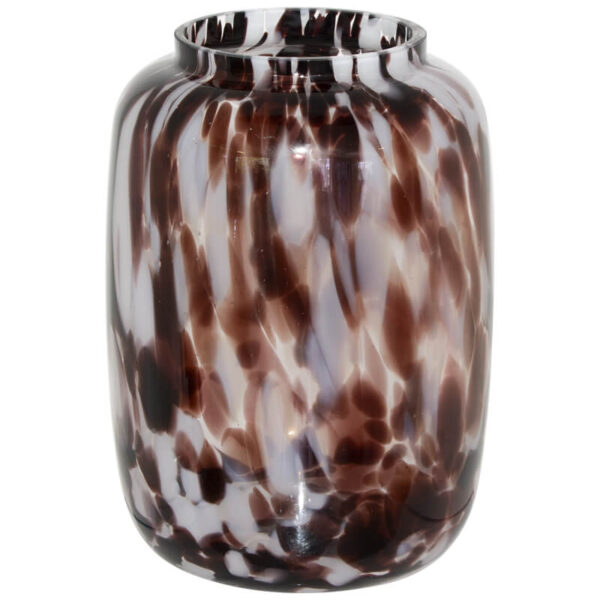 Brown and White Sculptured Glass Vase 25 cm