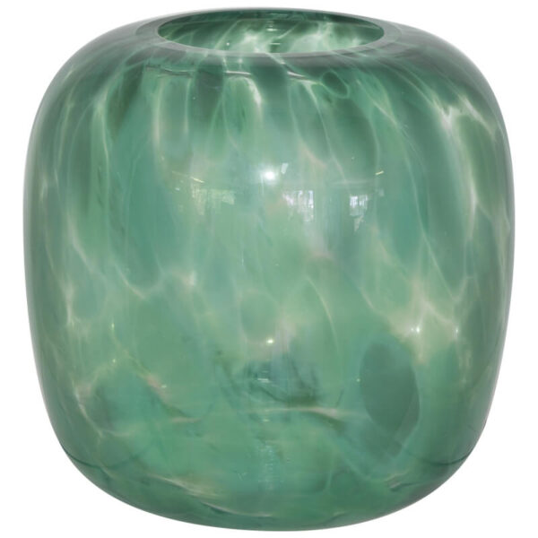 Green Sculptured Glass Vase 23 cm