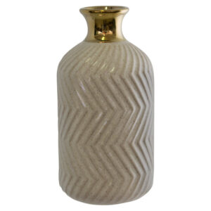 Beige and Gold Bottle Vase 18 cm