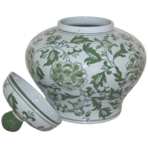 Floral Green Ginger Jar with Lid 25 cm