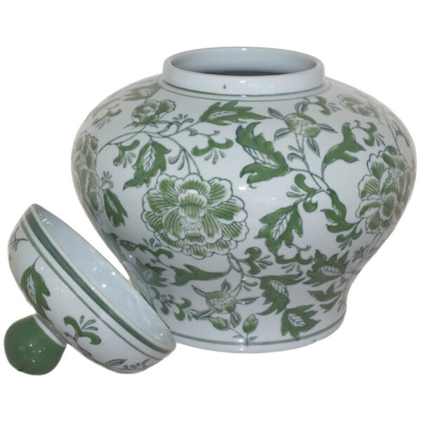 Floral Green Ginger Jar with Lid 25 cm