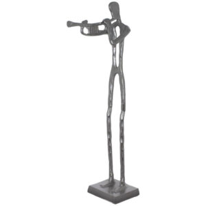 Silver Man with Trumpet 68 cm