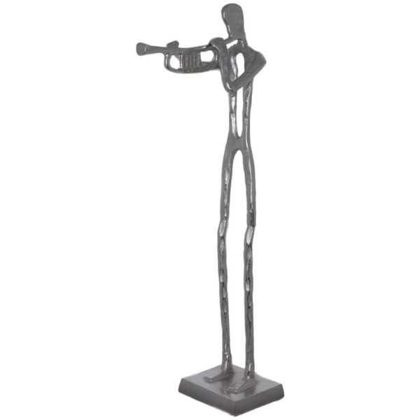 Silver Man with Trumpet 68 cm