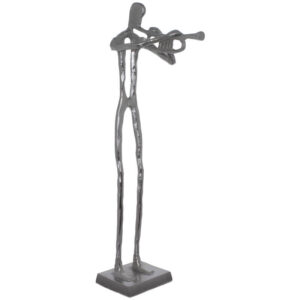 Silver Man with Trumpet 68 cm