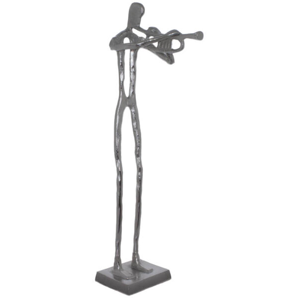 Silver Man with Trumpet 68 cm