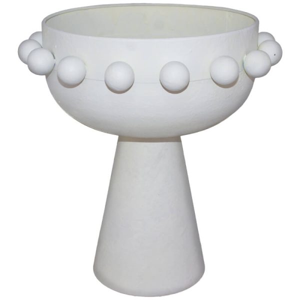 Footed Cocoon Vase - White 33 cm