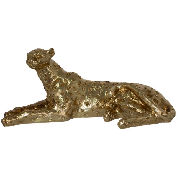 Animal Sculpture - Gold Cheetah 10 x 26 x 12 cm