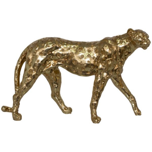 Animal Sculpture - Walking Cheetah Gold 17 x 28 x 10 cm