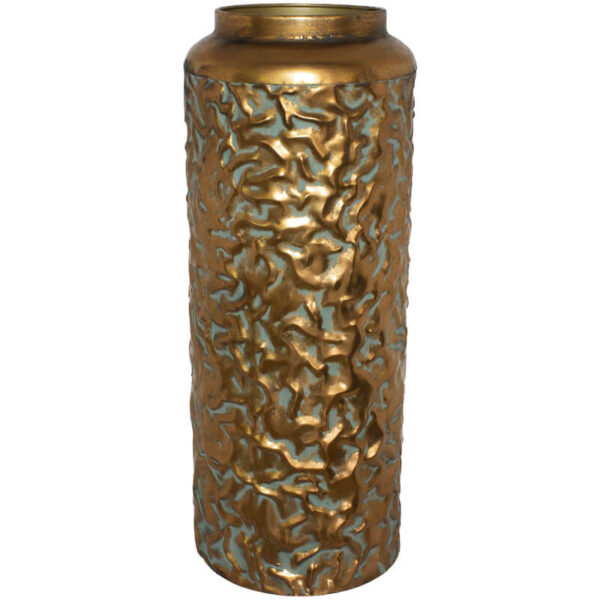 Hank Gold and Green Metal Vase 49 cm