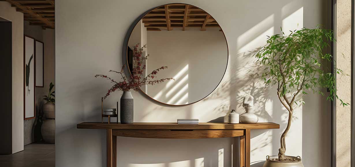 Gorgeous Interior Mirror Table And Pot Plants