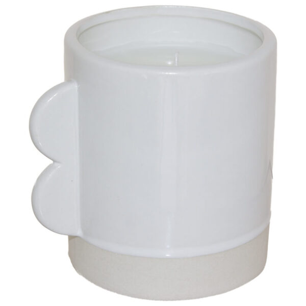 White Candle Holder with Wax 11 cm