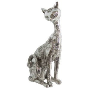 Silver Cat Sitting 27 cm