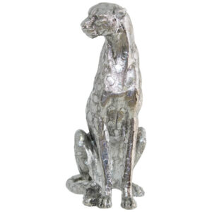 Silver Leopard Sitting 38 cm