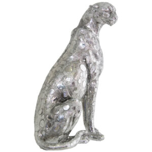 Silver Leopard Sitting 38 cm