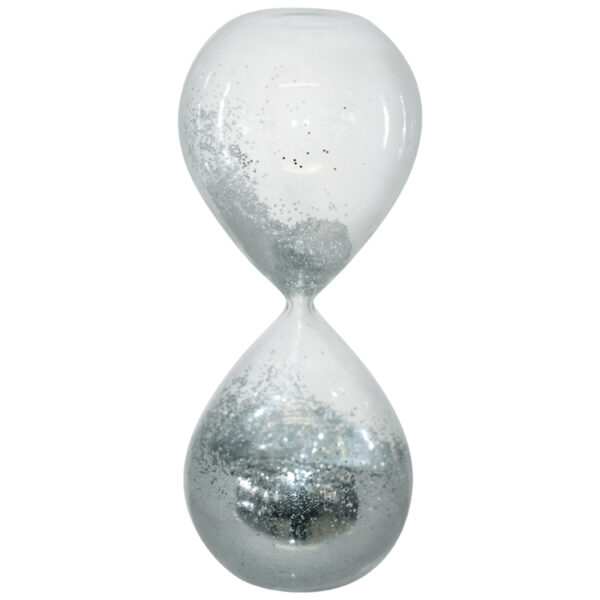 Silver Glitter Hour Glass 24 cm