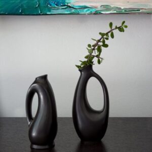 Nero Vase Fitted with Handle 23 cm