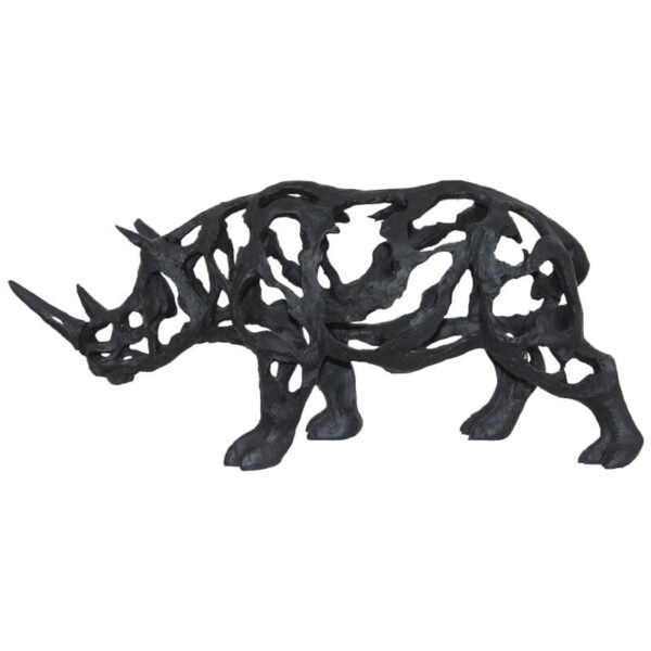 Black Sculptured Rhino 50 x 22 x 14 cm