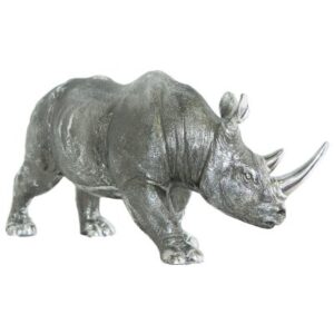 Silver Rhino Ornament 36 x 18 cm