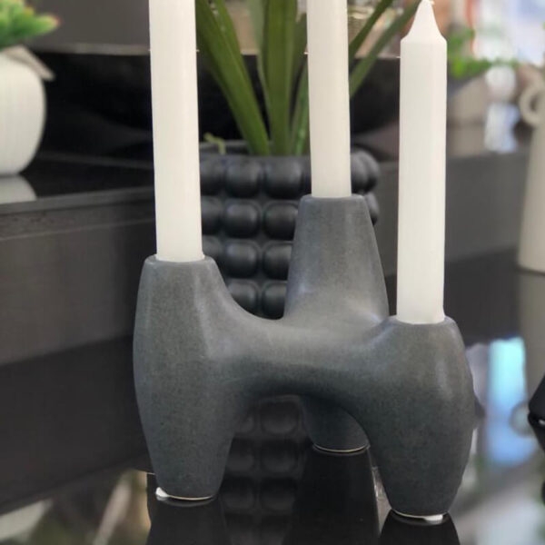 Graphite Candle Holder 14 cm