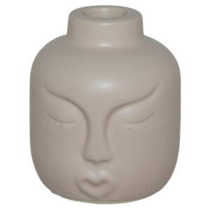 Taupe Face Candle Holder 9 cm