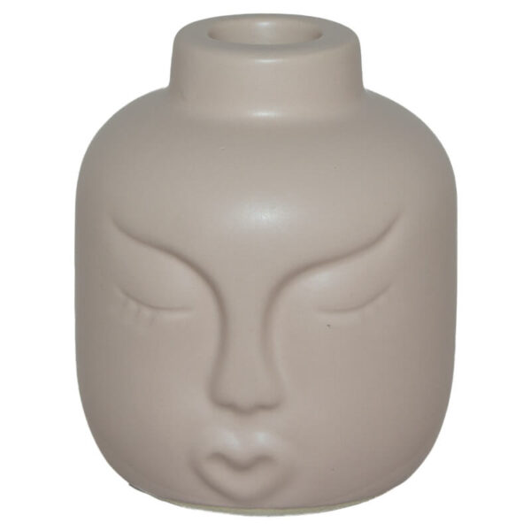 Taupe Face Candle Holder 9 cm