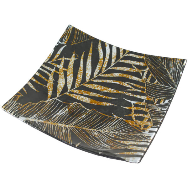 Gold and Black Leaf Dish 19 x 19 cm