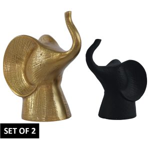 Duo Black and Gold Elephant Set