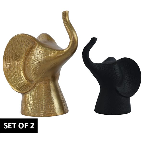 Duo Black and Gold Elephant Set