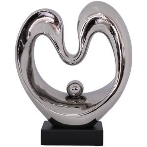 The Zero Silver Sculpture, 34 cm, is a sleek and modern art piece, perfect for adding a touch of contemporary elegance to your space.