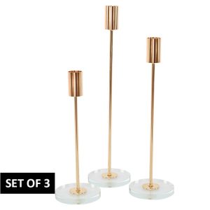 Gold Crystal Candle Holder Set of 3