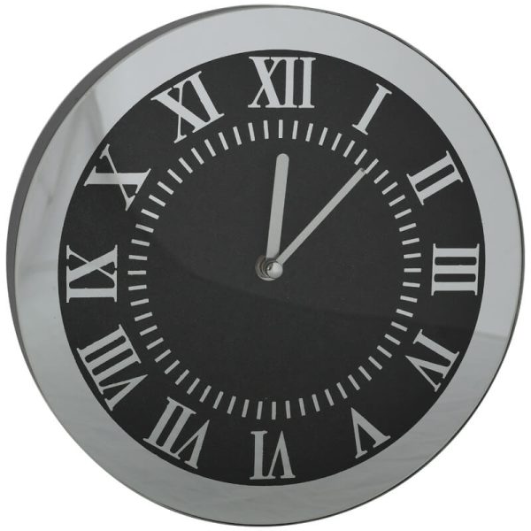 Black Shimmer Round Clock 25 cm