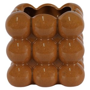 Square Toffee Cocoon Vase 13 cm