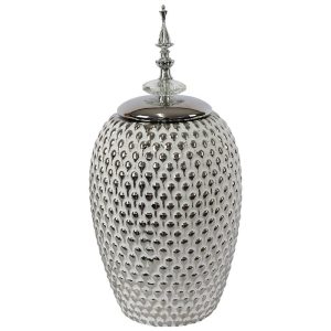 Silver Ginger Jar with Lid 37 cm