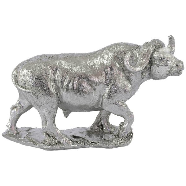 Silver Buffalo on Stand 19 x 7 x 11 cm