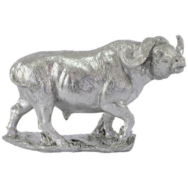 Silver Buffalo on Stand 19 x 7 x 11 cm