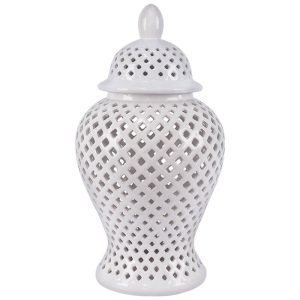 White Lanced Ginger Jar 48 cm