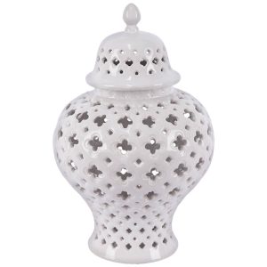 White Lanced Ginger Jar 37 cm