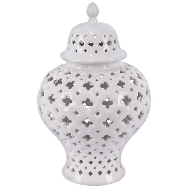 White Lanced Ginger Jar 37 cm