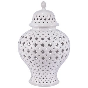 White Lanced Ginger Jar 48 cm