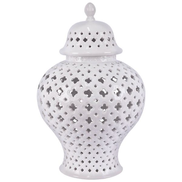 White Lanced Ginger Jar 48 cm