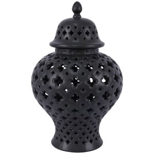 Black Lanced Ginger Jar 37 cm