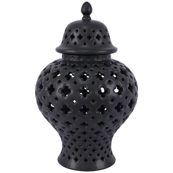 Black Lanced Ginger Jar 37 cm