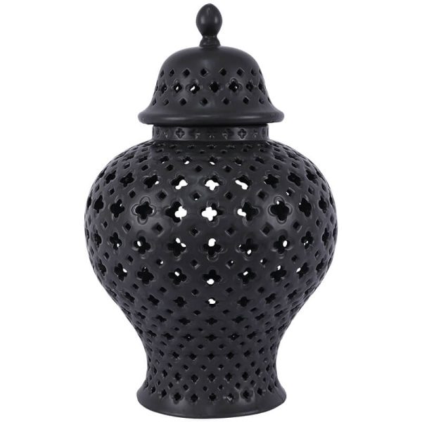 Black Lanced Ginger Jar 48 cm