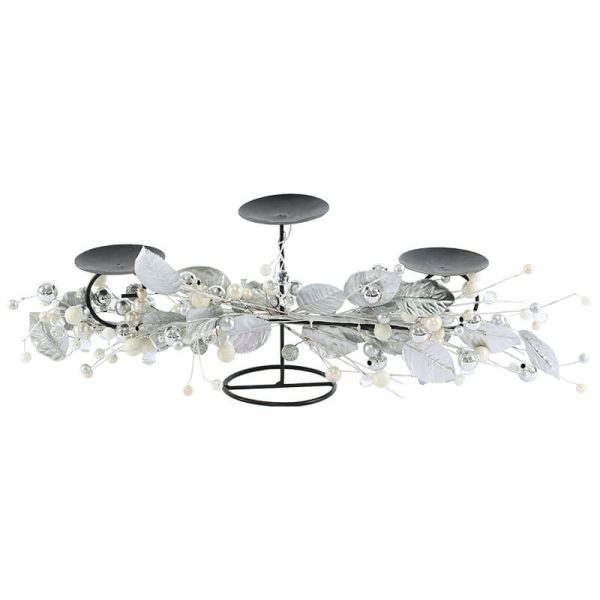 Silvery Trio Candle Holder 80 cm